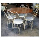 Vintage Ice Cream Parlor Table 29.5" x 38" With 4 Matching Chairs