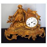 Antique Victorian Wind Up Figural Clock, 11" x 13" x 5"