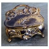 Antique Jewelry Caskets, Qty 3 And 4" Compact Mirror