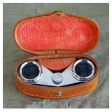 Selsi 25x Binoculars In Leather Case And Vintage Metal Compact