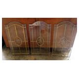 Leaded Glass Door Panels With Etched Rose Buds, Qty 3, 24" x 12"