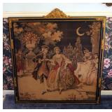 Antique Wood Framed Victorian Tapestry, 41" x 38"