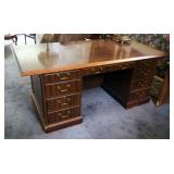 Solid Wood 7-Drawer Executive Desk, 29" x 72" x 36"