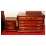3-Drawer Chest of Drawers with Cherry Finish And Brass Handles, 31" x 40" x 18", And Matching 2-Draw