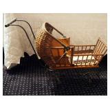 Antique Wicker Doll Stroller, 21" x 30" x 10"
