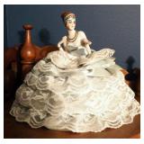 Vintage Porcelain Pincushion Doll, 5.5" Tall