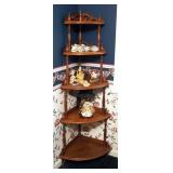 Vintage Wood Corner Curio Shelf, 62" x 20" x 14"