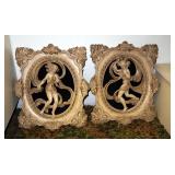 Universal Statuary Chalkware Wall Figurine Plaques Qty 2, 16" x 13"