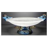 Murano Art Glass Bowl With Dolphin Base And Detachable Side Handles