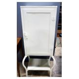 Vintage Medical 4 Shelf Cabinet With Lower Exterior Shelf, On Wheels, 55.5" High