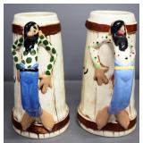 Twin Winton Hillbilly Mom And Pop Steins Signed By Don Winton
