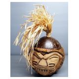 Handcarved Coconut Trinket Box With Tied Lid