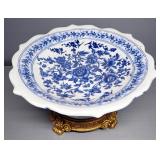Transferware Footed Bowl, 6.5" High x 12" Diameter