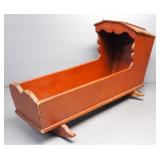 Wood Doll Cradle, Approx 12" High x 18.5" Long x 7" Wide