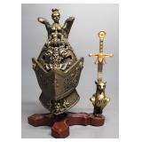 Robin Hood Sword Letter Opener In Helmet Stand