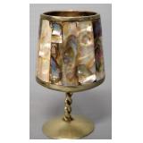 Mother Of Pearl Style Cups On Serving Tray, Made In Mexico