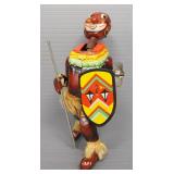 Vintage Pango Pango African Dancer Wind Up Tin Toy, Head Moves Back And Forth, Approx 6" High