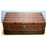 Vintage Trunk With Side Handles, 13" High x 36" Wide x 19" Deep