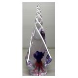 Wilkerson Paperweight With Flower In Center, Artist Signature On Bottom, Approx 8" High