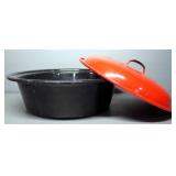 Enamelware Pot With Lid, Platter And Handled Dish