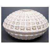 Ceramic Laced Decor, Includes Nut Cups, Open Lace Vase And Cherub Dish