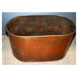 Oval Copper Basin With Side Handles, 12" High x 23" Wide x 12" Deep