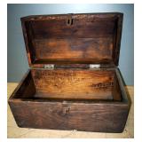 Wood Crate With Hinged Lid, Approx 13" High x 22" Wide x 12" Deep, With Top Handle