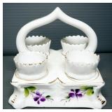 Floral Dishware, Includes Tureen, Egg Coddlers In Stand, Creamers And Serving Bowl
