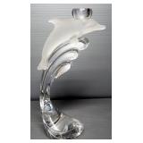 Lenox Clear And Frosted Crystal Dolphin Candle Stands, Qty 2