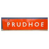 Authentic English Railroad Railway Train Station Sign From The City Of Prudhoe, England, Enamel On M