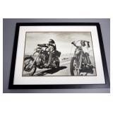 Easy Rider Peter Fonda Dennis Hopper Print, Double Matted, Framed Under Glass, 32" Wide x 24" High