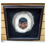 Hand-Made And Hand-Painted Dimensional Artwork Of Native Alaskan By Lonnie Temple, In Shadow Box, 13