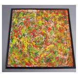 Original Abstract Painting On Canvas, Framed, 36.5" x 36.5"
