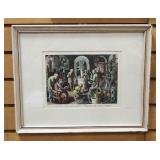 Hand-Colored Engraving Of "Distillio" By Philips Galle (After Jan Van Der Straet), Framed Matted Und