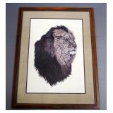 Jacquie Marie Vaux (American) "Lion" Signed And Numbered Print With COA, Numbered 618/750, Triple Ma