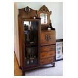 Antique Solid Wood Drop Front Secretary With 3 Drawers And 4 Adjustable Shelves, 71" x 38" x 10"