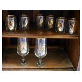 Crystal Coors Goblets, Qty 2, And Coors Shot Glasses, Qty 6