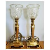 Vintage Brass Candle Stick Style Lamps, Qty 2