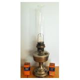 Aladdin Model 12 Oil Lamp With Glass Chimney And Extra Mantels