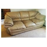 Faux Leather Sofa With Attached Cushions, 35" x 91" x 42"