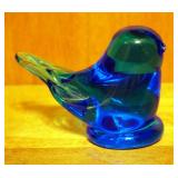 Hand Blown Blue Birds Of Happiness, Signed And Dated By Artist Leon Ward 1994, 2.25" And 1995 & 99, 