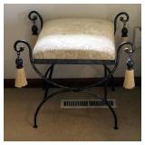 Metal Framed Upholstered Vanity Stool, 21" X 22" X 15"