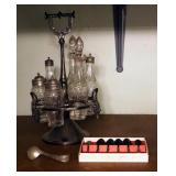 WM Rogers Silver Spoon Collection, Cream Top Ladle Dated 1925 And 6 Glass Cruet