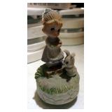 Josef Original Ceramic Doll Collection, Qty 16, Girl And Bunny Music Box Figurine, And Dreamsicles H