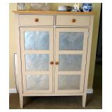 Solid Wood Pie Safe With Punched Tin Panel Doors And Dovetail Construction, 53" x 40.25" x 18"