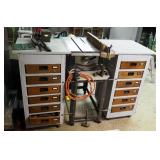 Vintage Craftsman Table Saw With Side Cabinets, Model 103.20003, 44" x 60" x 36", Powers On