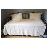 Metal Framed Day Bed With Trundle, 44"x78"x40", Mattresses And Bedding Included