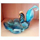 Art Glass Rooster Bowl, Glass Cannister With Lid, Base, And More