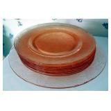 Vintage Pink Depression Glass Dishes Including Sherbet Bowls, Dessert Plates, Serving Plate, And Bow