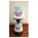 Vintage Hurricane Style Table Lamp With Glass Shade, 19.5" Tall, Ceramic Urn Style Table Lamp, 23" T